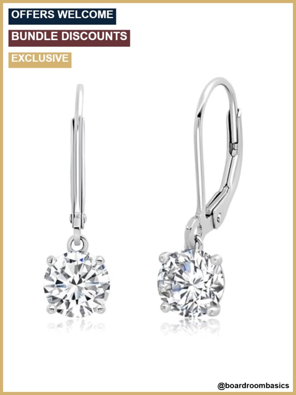 Sterling Silver Cubic Zirconia Leverback Dangle Earrings